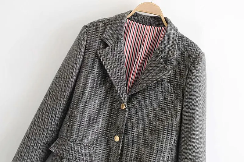 

Western Style WOMEN'S Dress 2019 Spring And Autumn New Style Three Buckles Herringbone Suit Jacket Women's