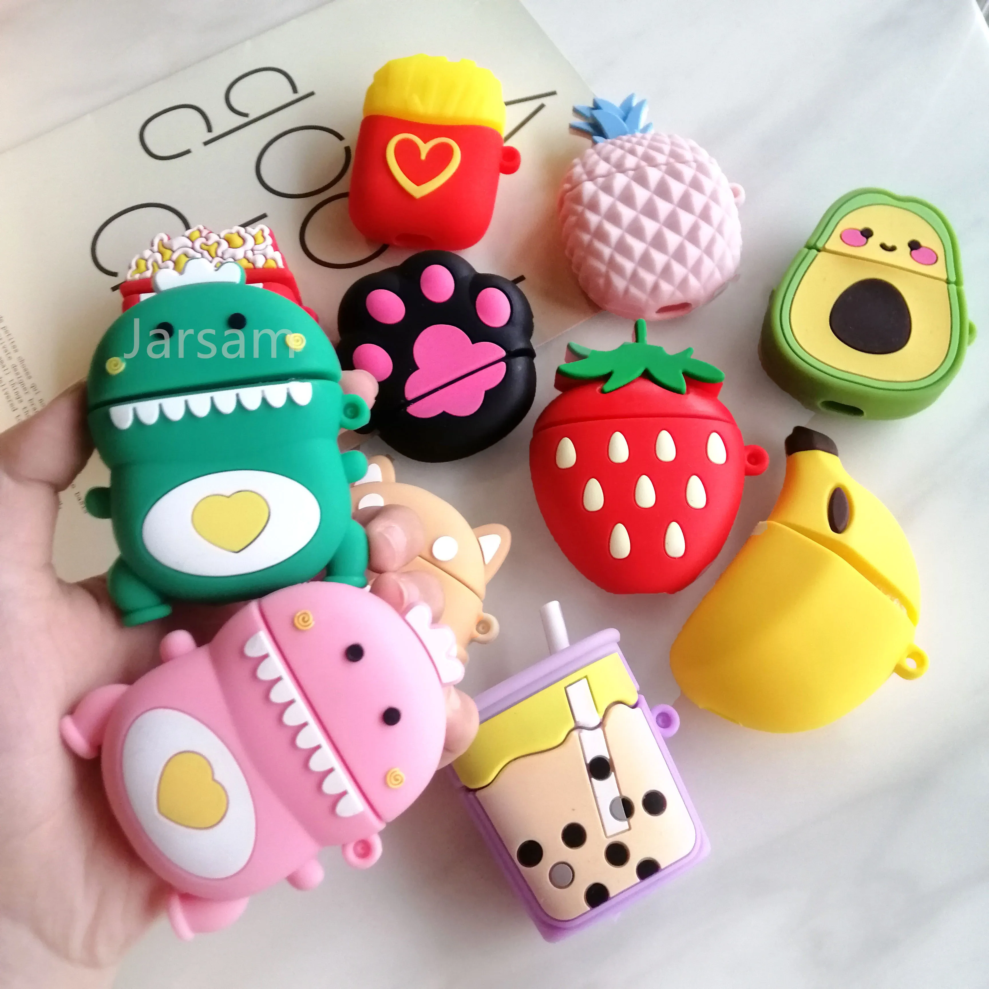 Creativity Cartoon funny cute silicone Case For Airpods 2 1 cover For Air pods 1 2 Case Wireless charging soft Cover Box