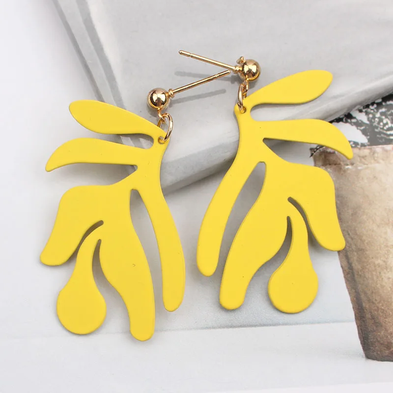 

ES752 Plant Shape Metal Earrings Fashion Simple Multicolor Leaves Leaf Dangle Earrings For Women Girl pendientes mujer moda 2019