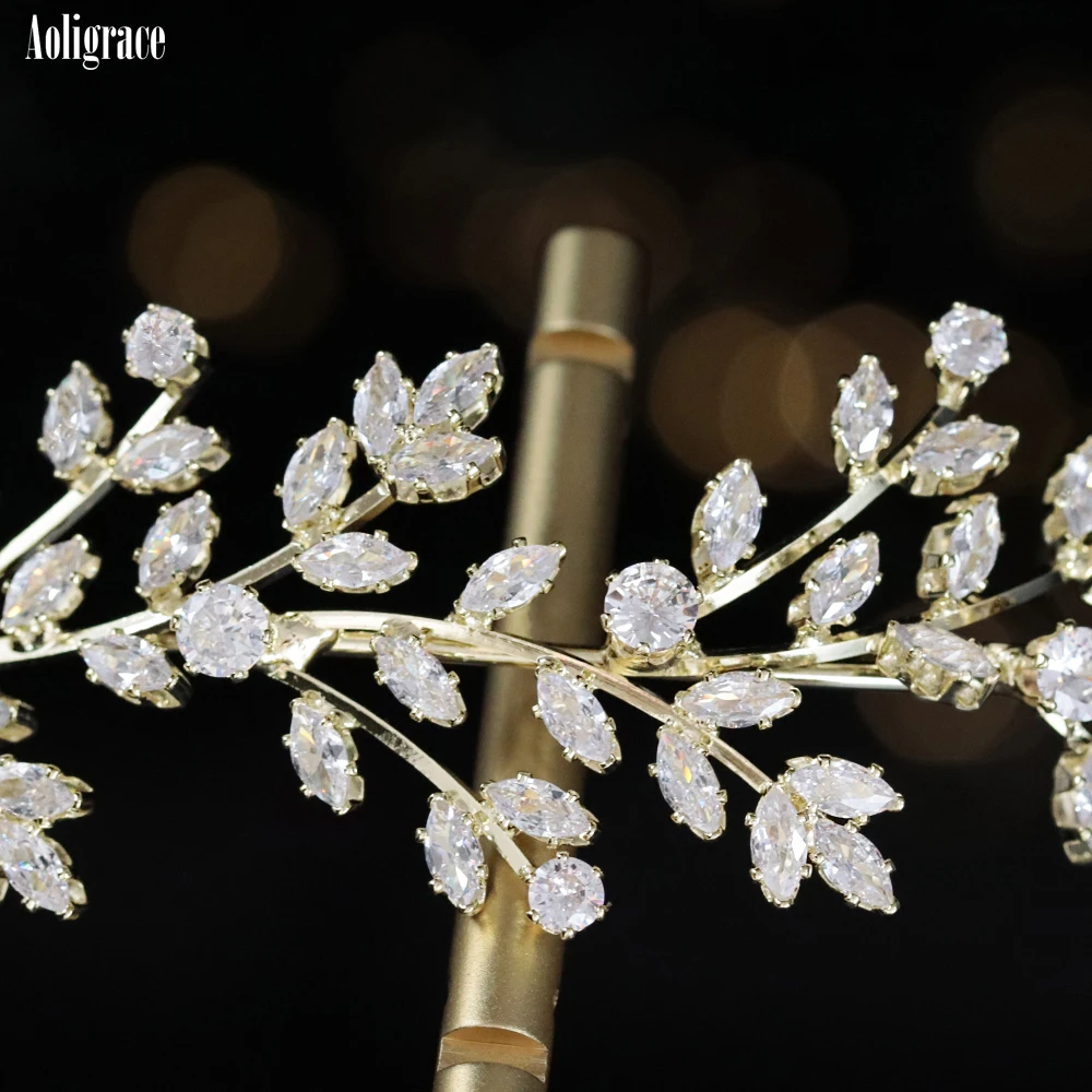 2022 New Cubic Zirconia Tiaras and Crowns for Women Shiny Zirconia Hairband Gold CZ Hair Accessories Wedding Bridal Headband