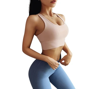 

Woman Sport Bra Female Large Size Beauty Back Without Steel Ring Push Up Solid Color Full Cup Shockproof Underwear With ChestPad