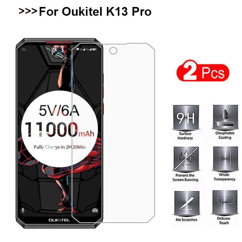 Oukitel K13 Pro 2 шт., закаленное стекло для OUKITEL K13 Pro, Защитное стекло для экрана 9 H, премиум стекло для OUKITEL K13 Pro 6,4", защитная пленка для телефона - Цвет: Oukitel K13 Pro