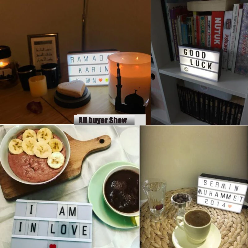 

Creative A6 Size Sign Box Night Lamp DIY Message Board Letters Cinematic LED Symbol Home Party Wedding Decoration Lamp Lighting