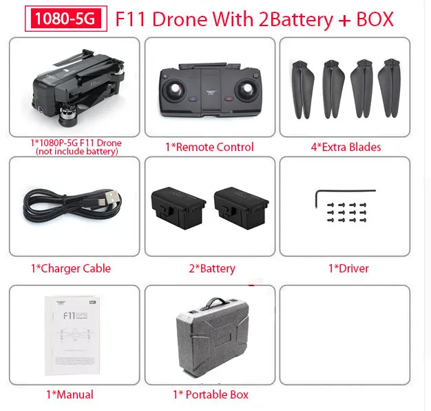 SJRC F11 PRO gps Дрон с Wifi FPV 1080 P/2 K HD камера F11 бесщеточный Квадрокоптер 25 минут время полета складной Дрон Vs SG906 - Цвет: F11 2B carryBox