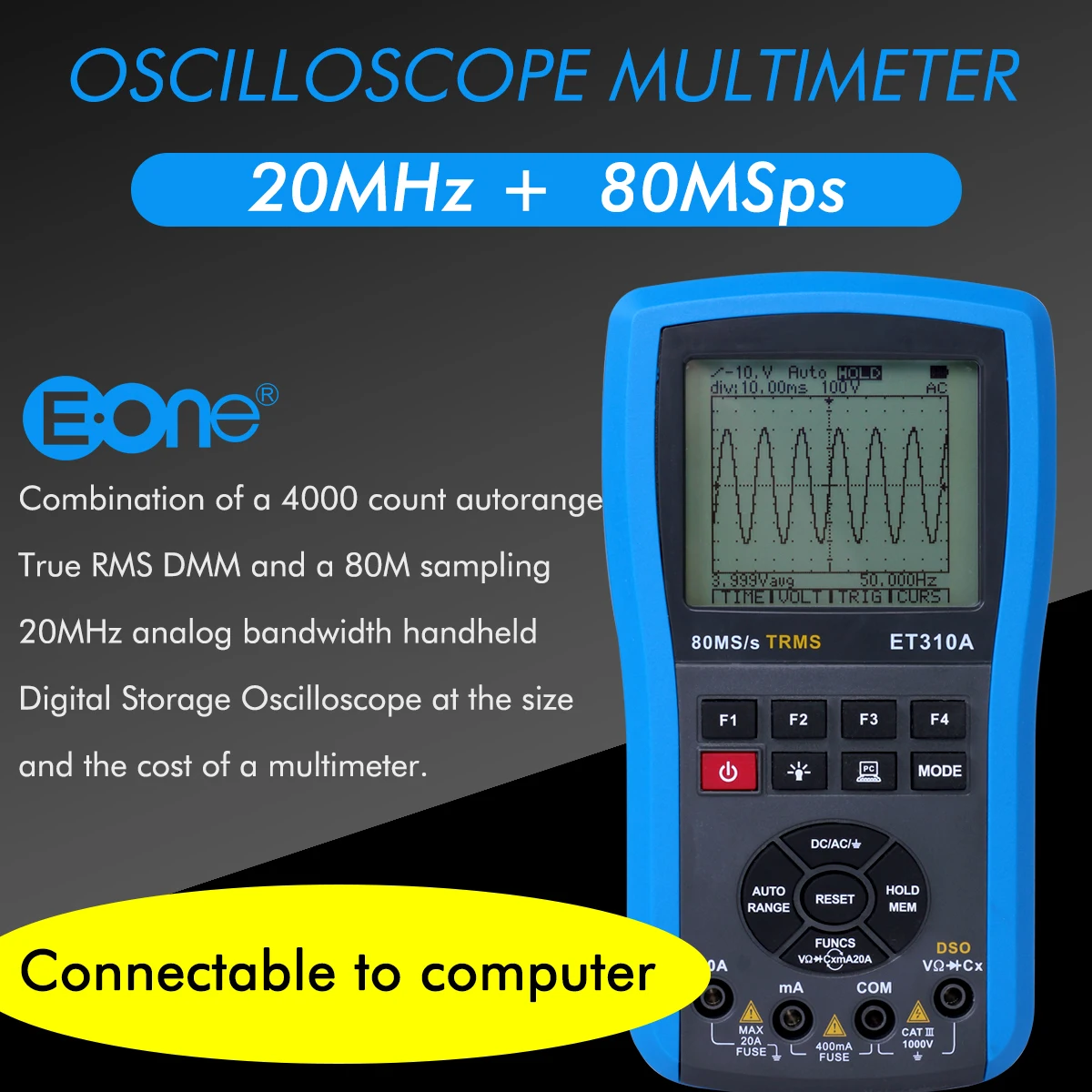 Et310a Digital Oscilloscope Multimeters 2 In 1 Functions 80msa/s Dso