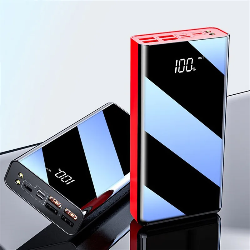 

Full Screen Power Bank Real 20000 MAh for Smart Phone Battery Powerbank Digital Display Fast Quick Charging Flashlight Four USB