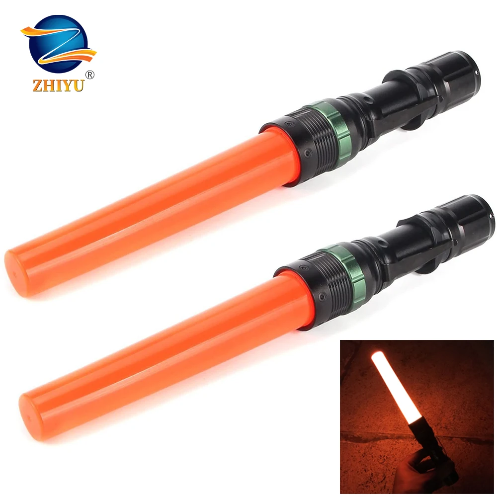 

ZHIYU Signal Traffic Wand LED Flashlight with Strobe Mode Wrist Strap Lanyard 250 Lumens Tactical Glare Flashlight Rotating Zoom