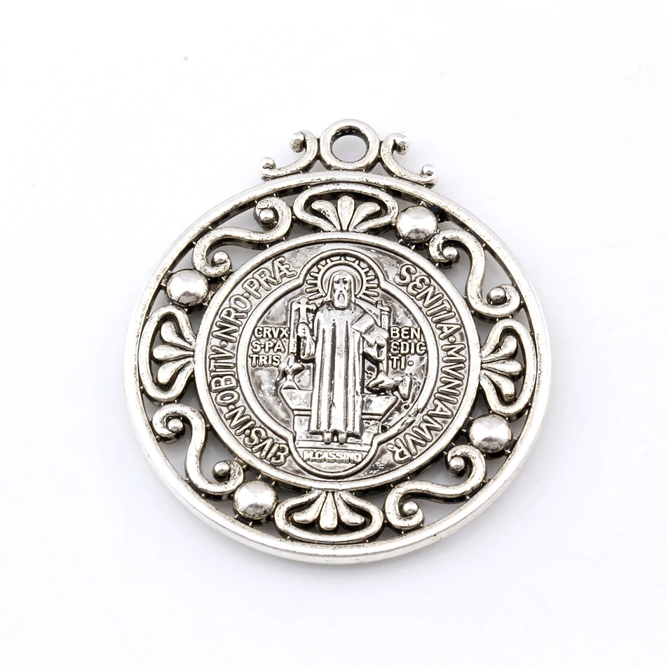 12 шт. античный серебряный цвет цинковый сплав Святого Бенедикта нурсии