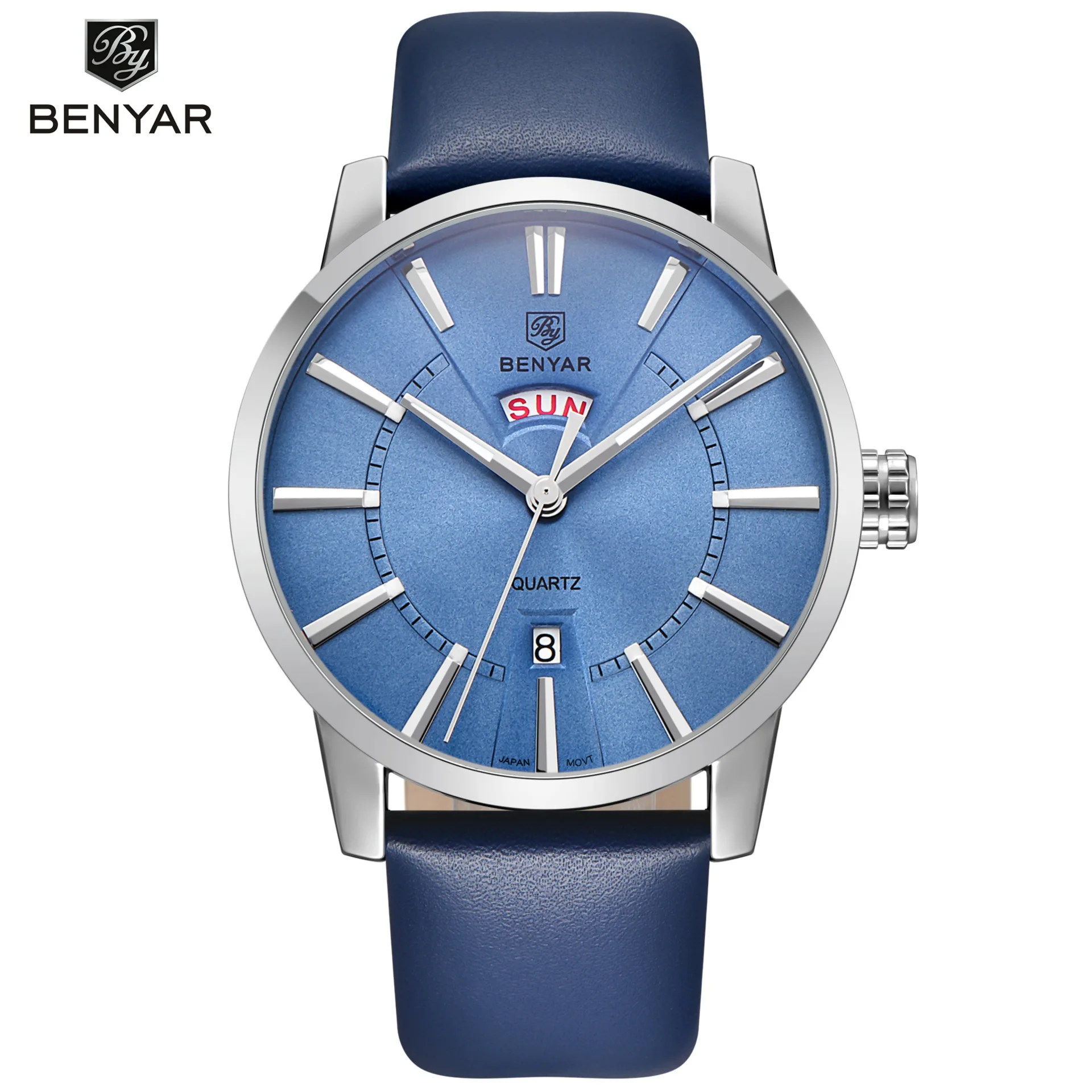 

Benyar Classic Watch Fashion MEN'S Watch Dial Color Hide Substance Watch Strap