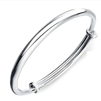 

CL-221 Classical Simple Fashion 925 Sterling Silver Adjustable Smooth Bracelets & Bangles Pulseras For Women Jewelry