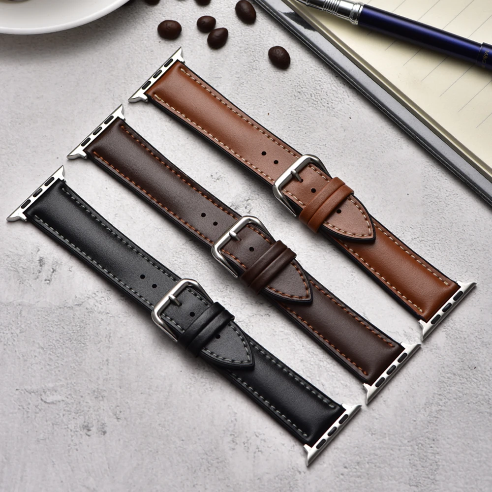 Кожаный ремешок для apple watch 42 мм 44 серия 5 4 3 2 1 pulseira 38 40 iwatch аксессуары