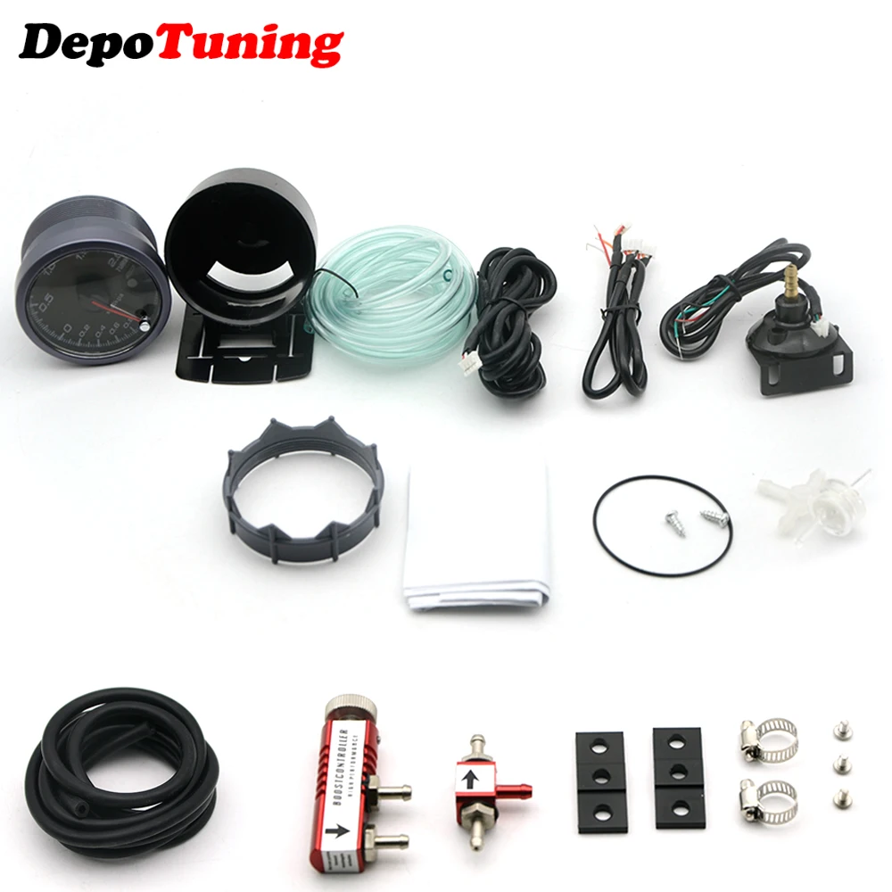 2.5/" Digital LED Turbo Boost Gauge 30PSI Manual Adjustable Boost Controller Kit