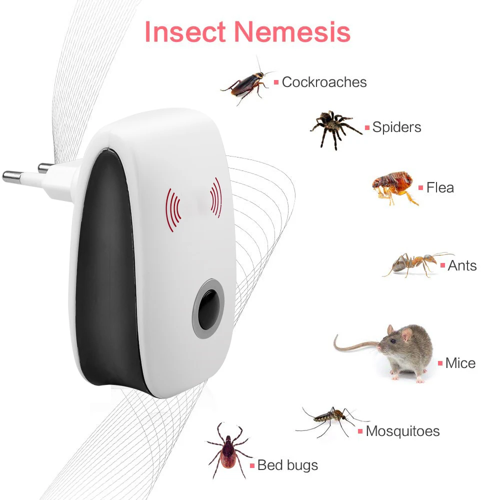 Repelente de mosquitos e insectos ultrasónico, repelente de plagas, ratas, ratones, cucarachas, Mata mosquitos electrónico, UE/EE. UU.