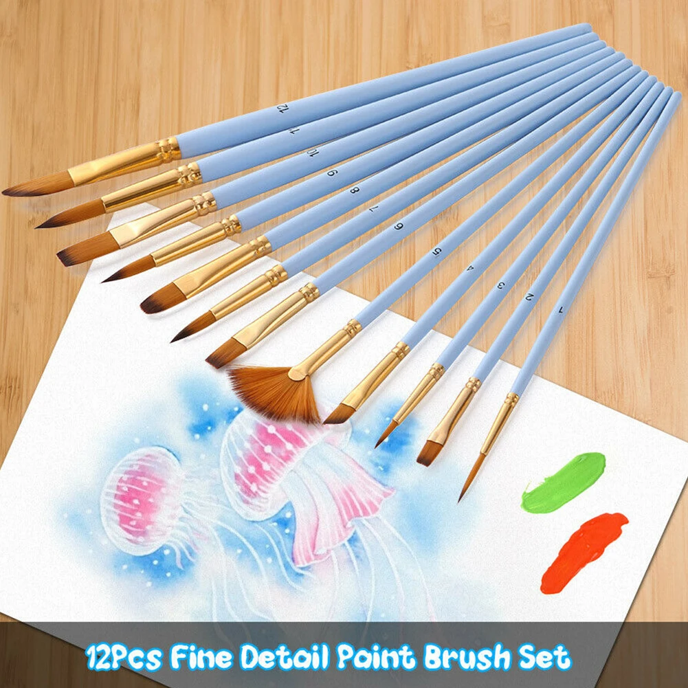 12 Uds puntas flexibles de nailon Gouache pinceles para pintar juego  suministros arte acuarela fácil de limpiar para principiantes  duradero|Decoración de tela| - AliExpress