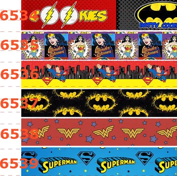 

Winsome 16mm-75mm Cartoon Hero Pattern Printed Grosgrain ,FOE Ribbon,50 Yards