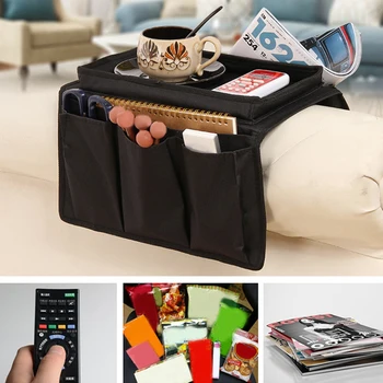 

Sofa Armrest Organizer DVD Eyewears Home Multifunction Couch Storage Bag Book Magazines With Cup Holder Tray TV Remote Chair