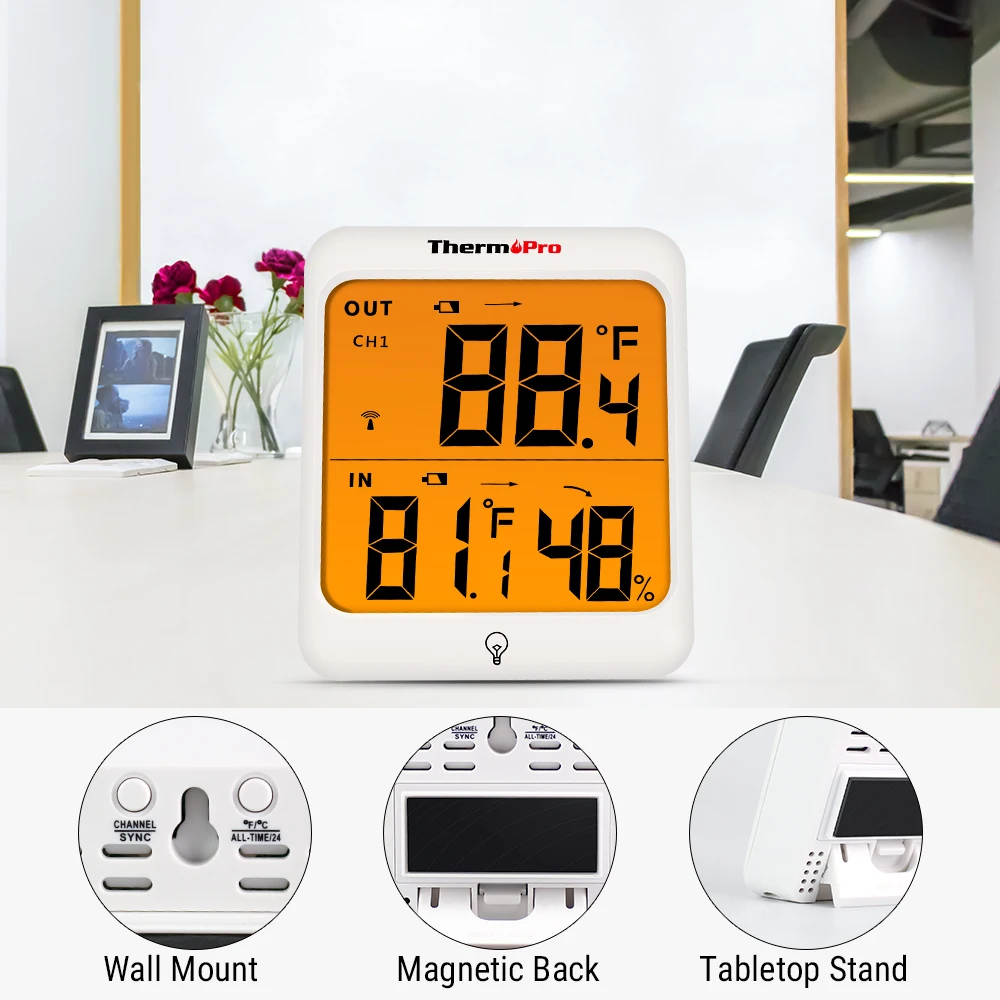 ThermoPro TP63 60 м беспроводной гигрометр термометр влажность цифровой Открытый термометр метеостанция с подсветкой