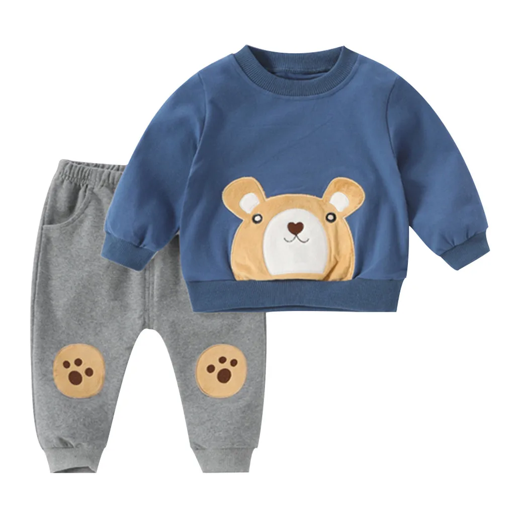 Одежда для детей ясельного возраста; Милая футболка с принтом медведя для новорожденных мальчиков и девочек; Топы+ толстовка; брюки; комплекты со штанами; одежда для малышей