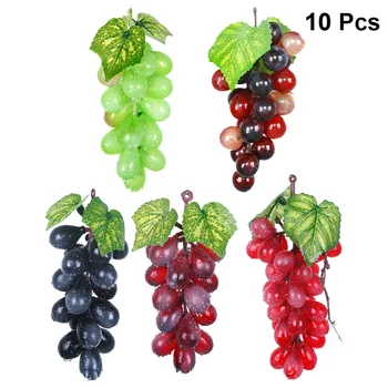 

10PCS Simulation Plastic Colorful Artificial Fruit Props Photo Props Grapes Model for Store