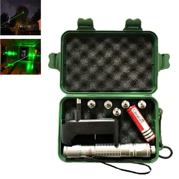 

Green Laser pointer Hight Powerful10000 m 5mw Lazer pen 5pcs cap Burning Match with lasers sight +charger+18650 Battery