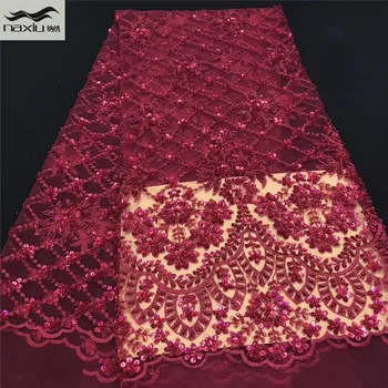 

Madison French Nigerian Laces Fabrics 2020 High Quality Handmade Beaded Tulle African Lace Fabric For Wedding Dress