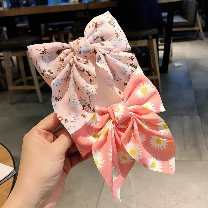 Girls New Oversized Bow Knot Hairgrips Linen Barrette Hair Clip Ponytail Women Elegant Headwear Hairpins Hair Red White Acessory hair ties for women