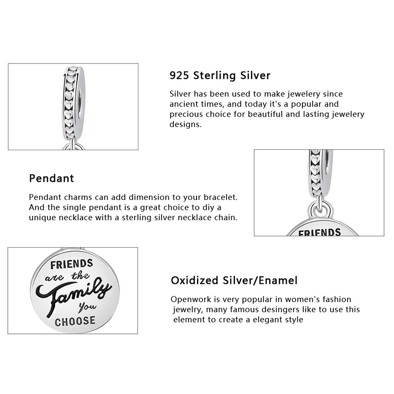 Новые Оригинальные 925 пробы Серебряные Подвески Бусины Подходят Пандоре браслет Друзья Семья Подвеска Шарм для женщин DIY ювелирные изделия