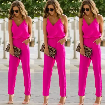 

Casual Summer Womens Sexy Strap Slim Sleeveless Bodycon Jumpsuit Romper Trousers Clubwear 6-14