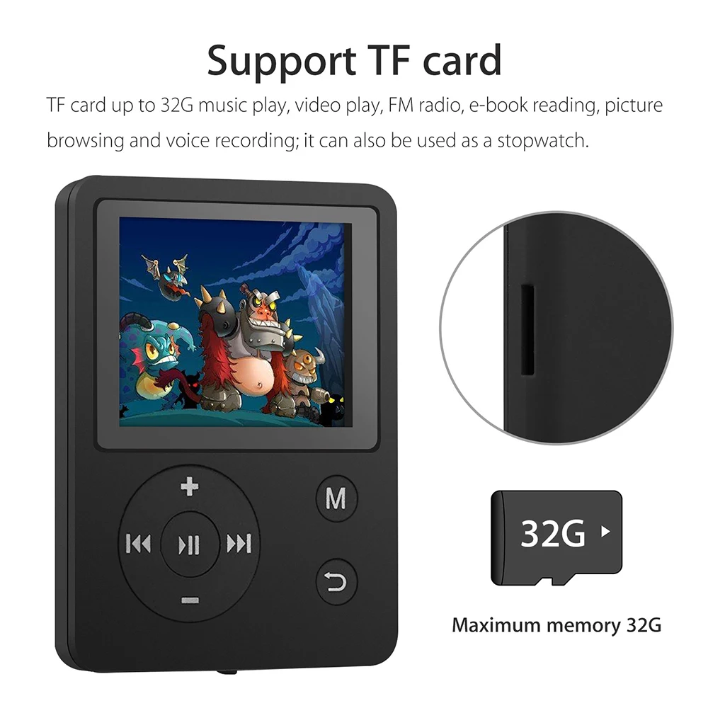 Портативный музыкальный плеер TIPTOP MP4 fm радио видео Hi Fi звукозапись без потерь