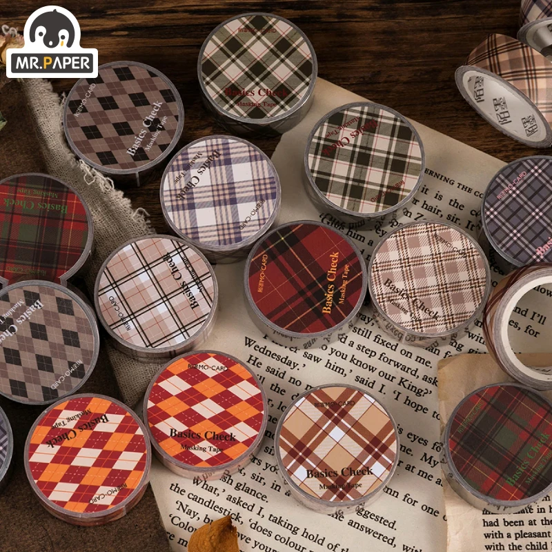 Mr.Paper-cintas decorativas de estilo Retro Vintage, 10 diseños, 1,5 cm x 3m, decoración de álbumes de recortes de un solo cintas Washi