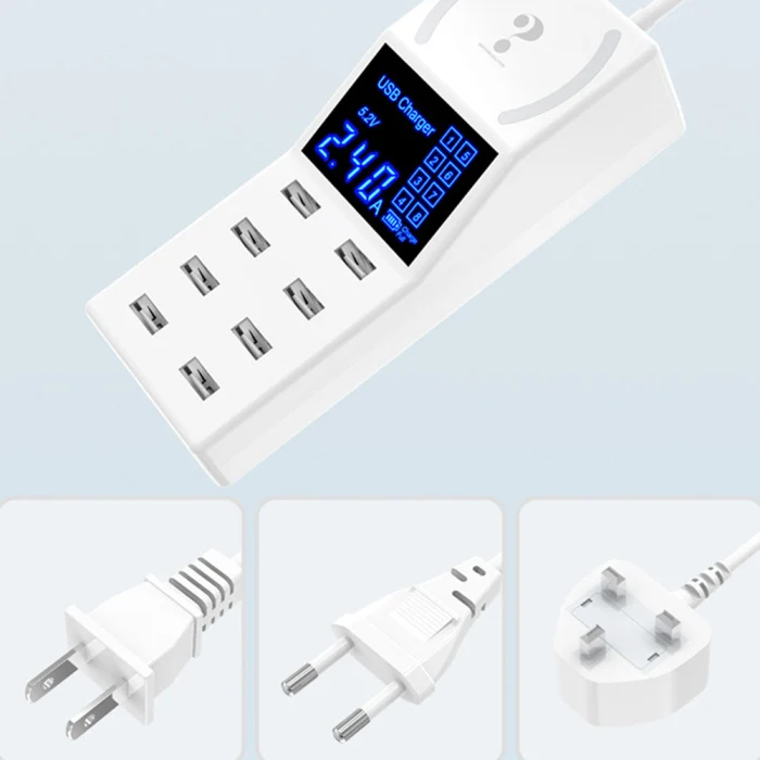 Горячая 8 usb портов зарядное устройство адаптер питания светодиодный экран Быстрая зарядка 40 Вт для телефона