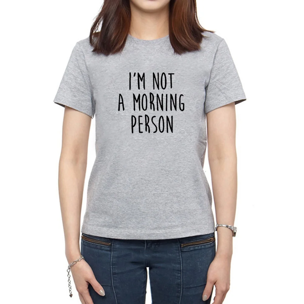 Женская футболка с коротким рукавом I'm Not A Morning Person свободная черная или белая