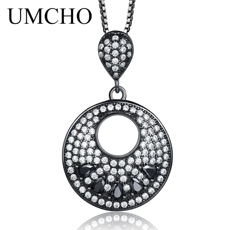 Black Spinel UMCHO подлинное 925 пробы Серебряное ожерелье с подвеской винтажное нано изумрудное ожерелье с драгоценным камнем Neklace для женщин Подарок на годовщину хорошее ювелирное изделие - Цвет камня: Black Spinel
