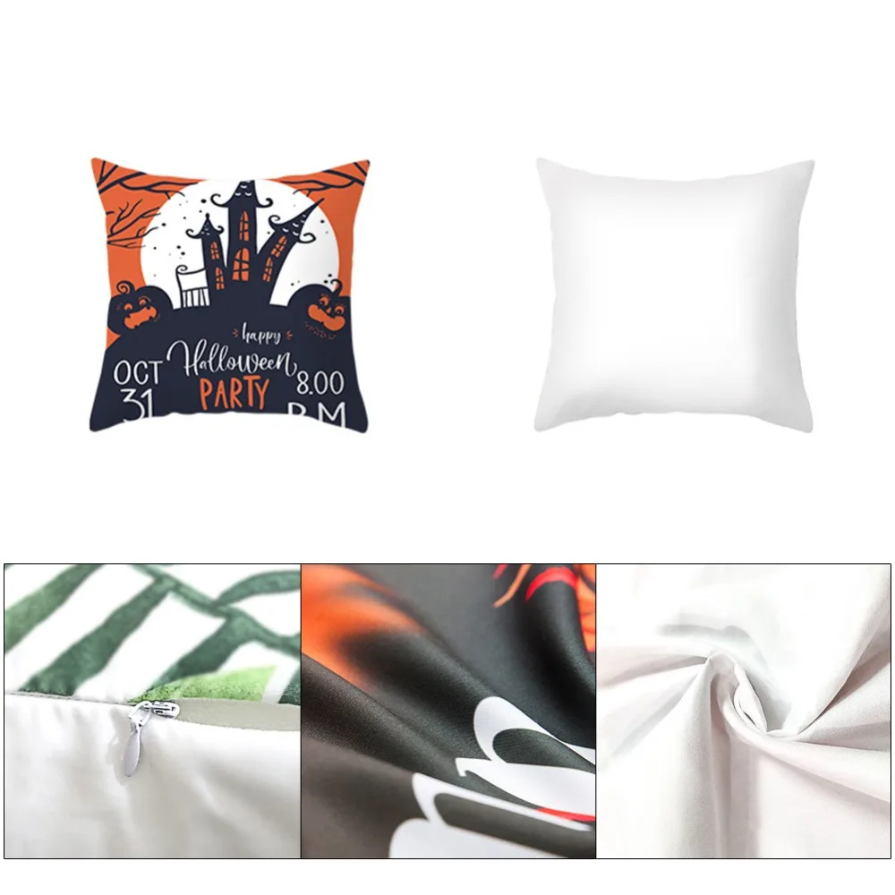 4 Pcs 18*18in Halloween Pillow Covers Pumpkin Decorative Throw Pillowcase/Pumpkin face Peach Skin Velvet for Home Car Sofa Decor