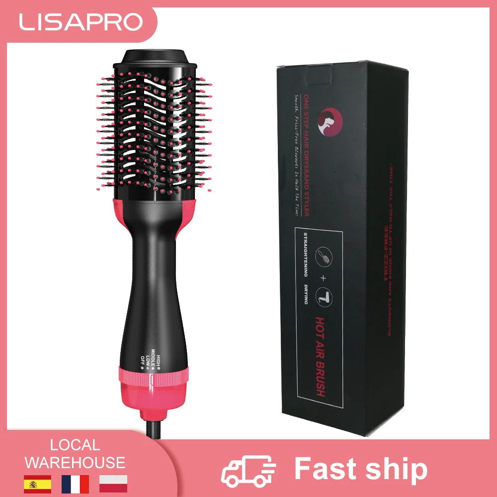 LISAPRO One Step Hair Dryer Brush Household Hot Air Brush & Volumizer Hair Curler Straightener Salon Hair Styling Tools
