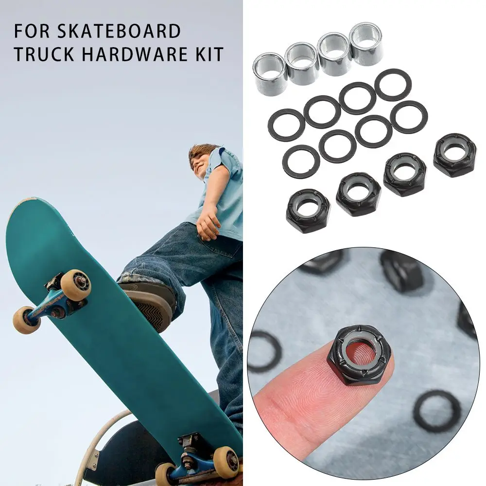 Black/Gold Accessories Outdoor Spacers Axle Nuts Skateboard Longboard Parts Speed Rings Skateboard Truck Hardware 4pcs skateboard pu bushings high elastic longboard skateboard shockproof pads truck bushing cone fish board truck cushions