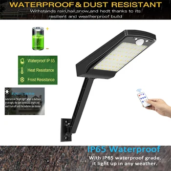 

Solar Security Lights, 900LM LED Solar Motion Sensor Light Outdoor, 2 Adjustable Heads, LED Flood Lights with Microwave