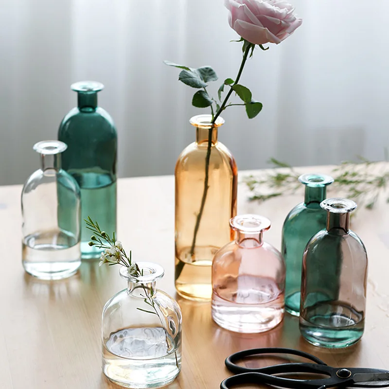 Glass Vase Living Room Dried Flowers Nordic Ins Style Transparent Dill Home Decoration Accessories Flower Vases For Homes | Дом и сад