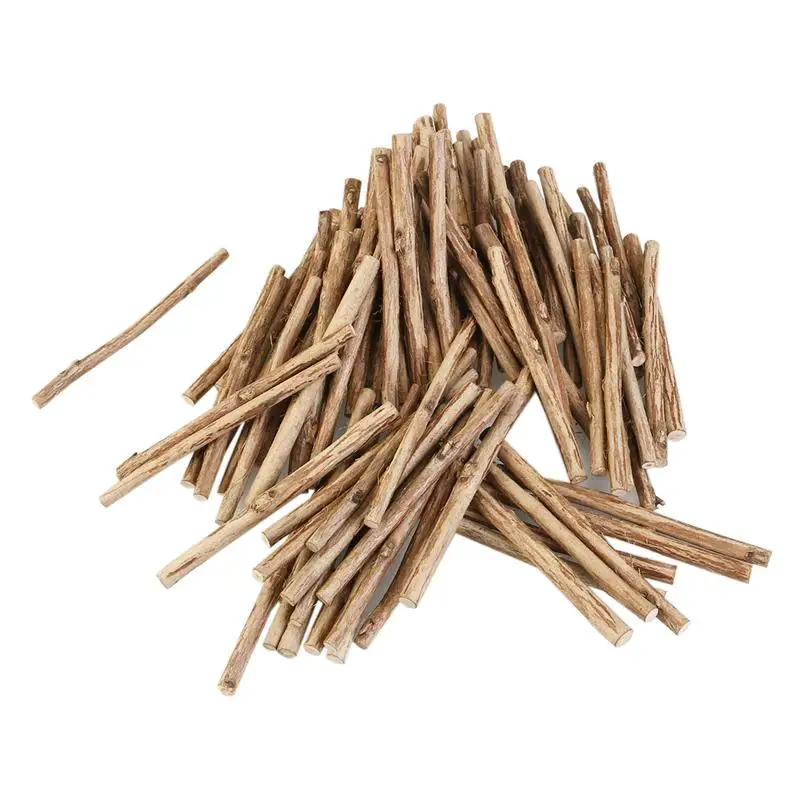 

100pcs 10CM Long 0.5-0.8CM In Diameter Tea Tree Wood Log Sticks For DIY Crafts Photo Props (Wood Color)