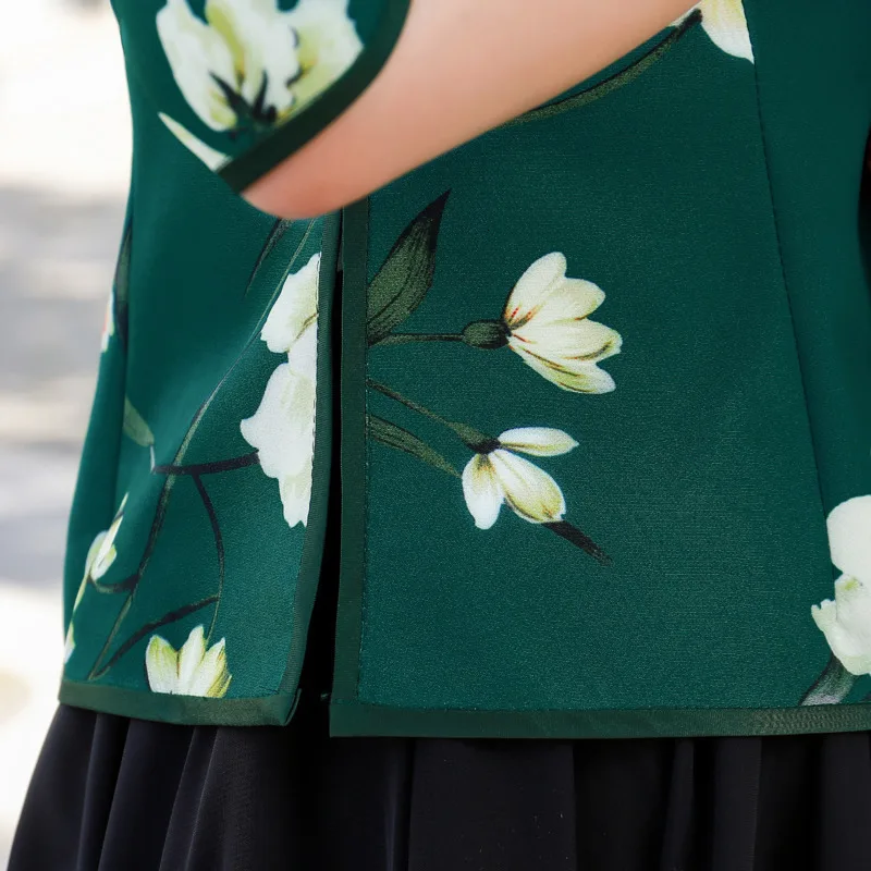 S-4XL китайские красные рубашки, женская блузка в китайском стиле Hanfu винтажные рубашки топы Ципао Шанхай элегантная осенняя одежда guzheng