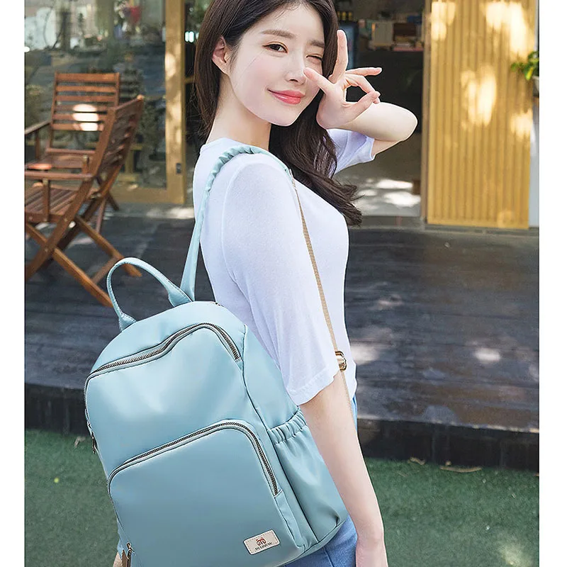 Fashion Oxford Cloth Canvas Backpack Female Mommy Backpacks Casual The Tide Wild Travel Solid Bag