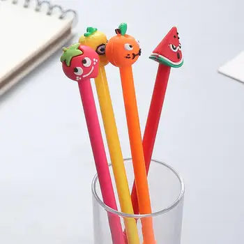 

4Pcs Creative Practical Stationery Silicone Cartoon Multi-style Fruit Head Gel Pen Support Wholesale