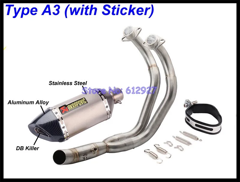 Выхлопная система мотоцикла для Yamaha MT07 mt-07 FZ07 FZ-07 Tracer(-) XSR700(-) Akrapovic глушитель - Цвет: A3 (with Sticker)