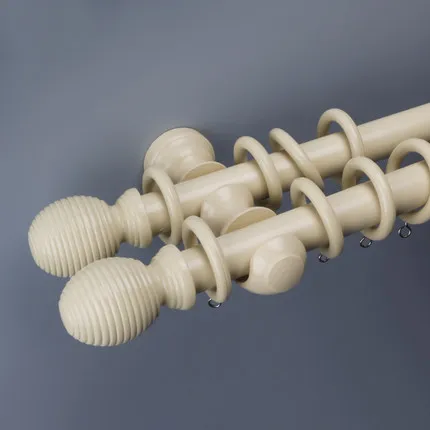 Double rod Твердый деревянный карниз для шторы деревянный Римский полюс двойной толстый Европейский бесшумный занавес трек верхний потолок и боковая установка стены - Цвет: Double rod