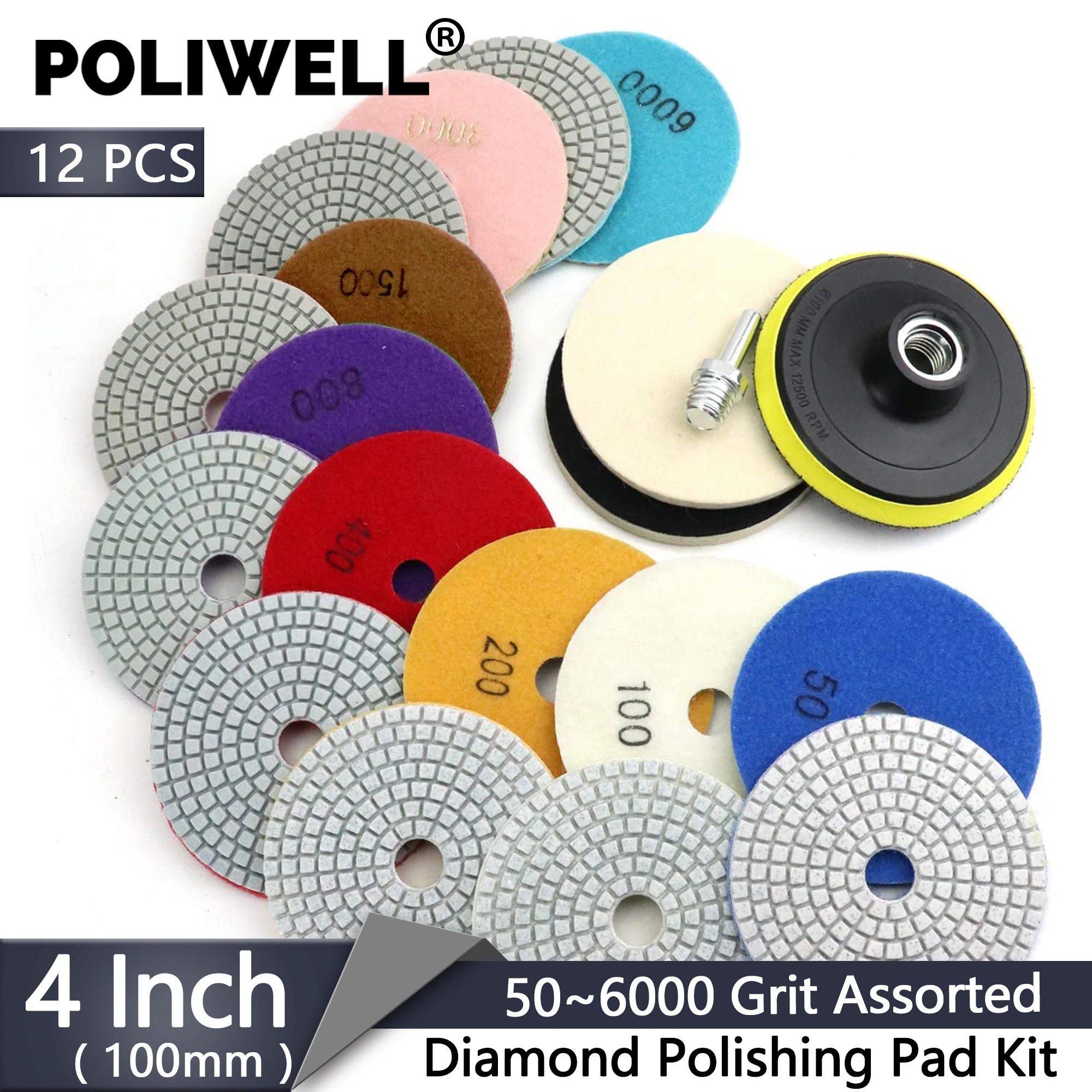 Other Building Materials STADEA 4" Diamond Dry Concrete Stone Marble Granite Polishing Pads Kit