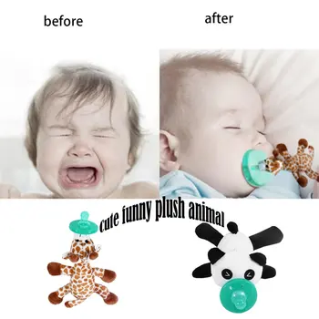 

Cute Funny Newborn Baby Food-grade Silicone Cartoon Animal Pacifier With Soft Plush Toy BPA Free Dummy Nipple Teat Soother