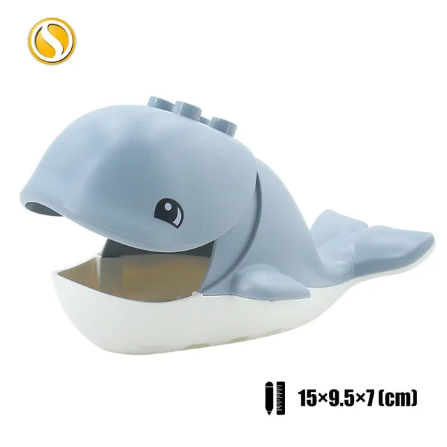 Original Big Size Assemble Building Blocks Accessory Toys For Children Compatible Big Size Animals Sets Zoo Bricks Baby Gifts Big whale