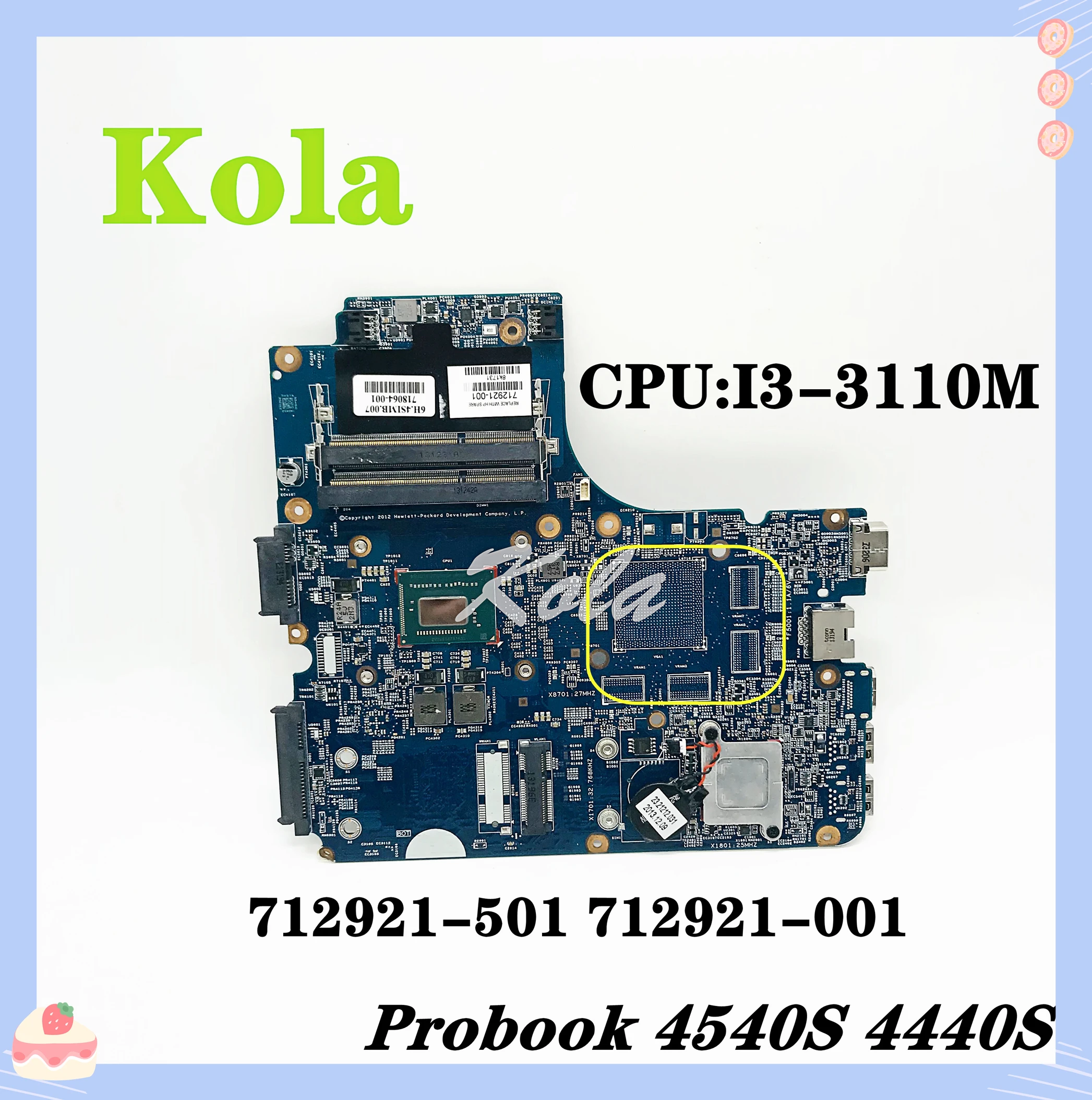 Placa base para ordenador portátil HP Probook 712921 S 501 S, 712921-4540, 4440-001, con SRON2 I3-3110M, CPU integrada, DDR3, 100%, completamente probada