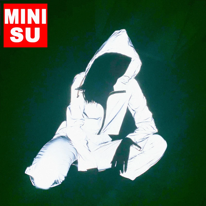 Мужской светоотражающий спортивный костюм MINISU повседневный однотонный комплект