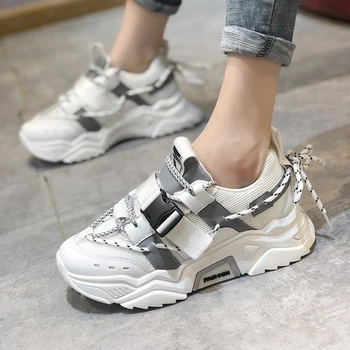 

2020 Autumn Women Fashion Sneakers Chunky Black Casual Shoes Woman Platform Tenis Basket Female Luxury Designers Vulcanize Shoes